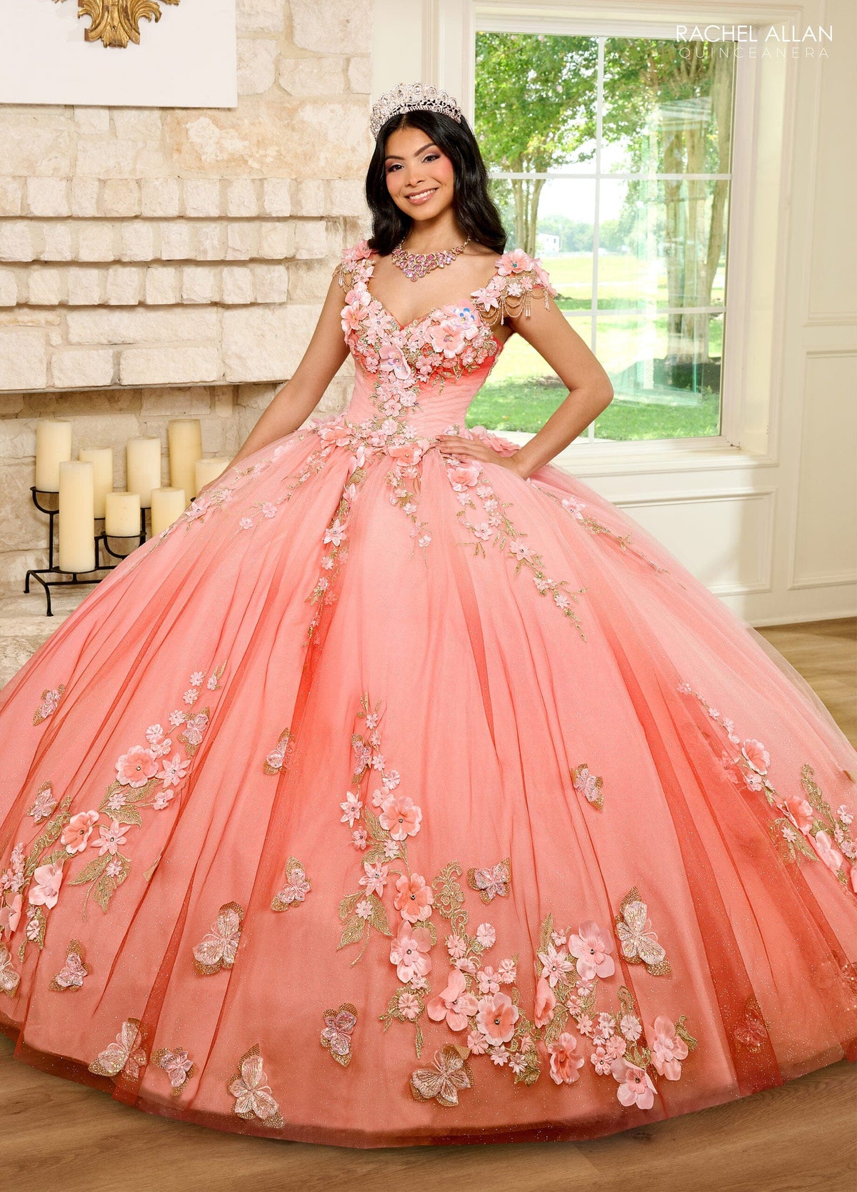 Rachel Allan RQ3125 3D Floral Sweetheart Quinceanera Dress