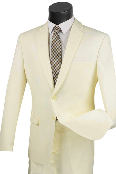 Menβs Slim Fit Poplin 2-Button Suit in Ivory