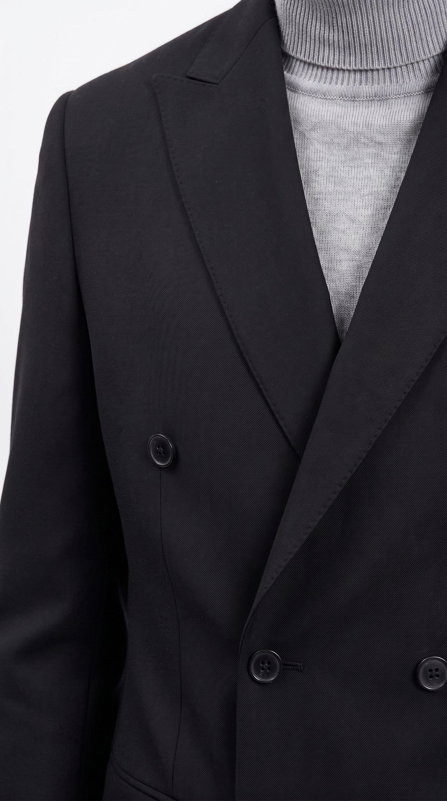 Men's Designer Stacy Adams Classic Double Breasted Suit in Black Peak Lapel Slim fit