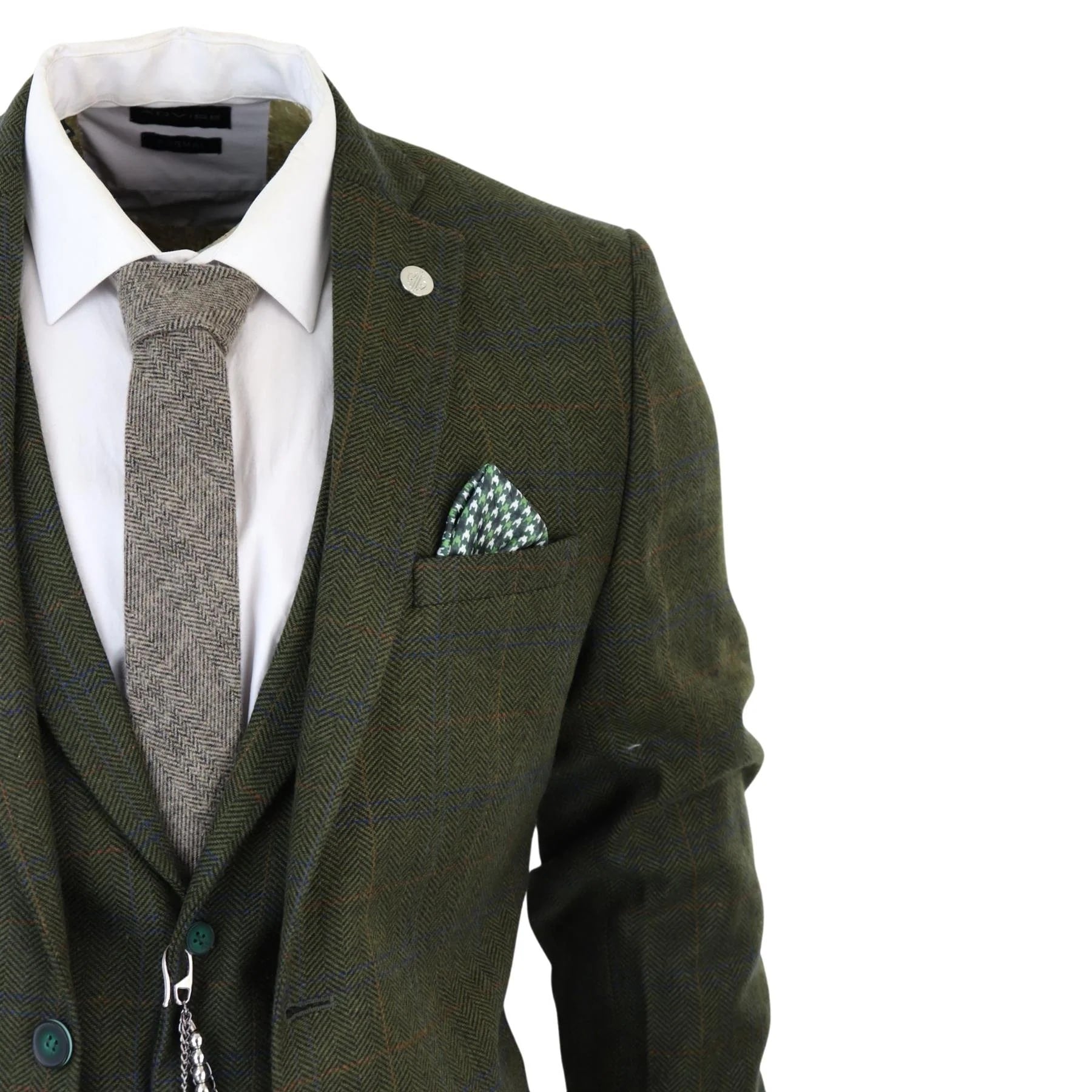 Mens Brown Wool Tweed Suit – 3-Piece Double Breasted 1920s Vintage Style