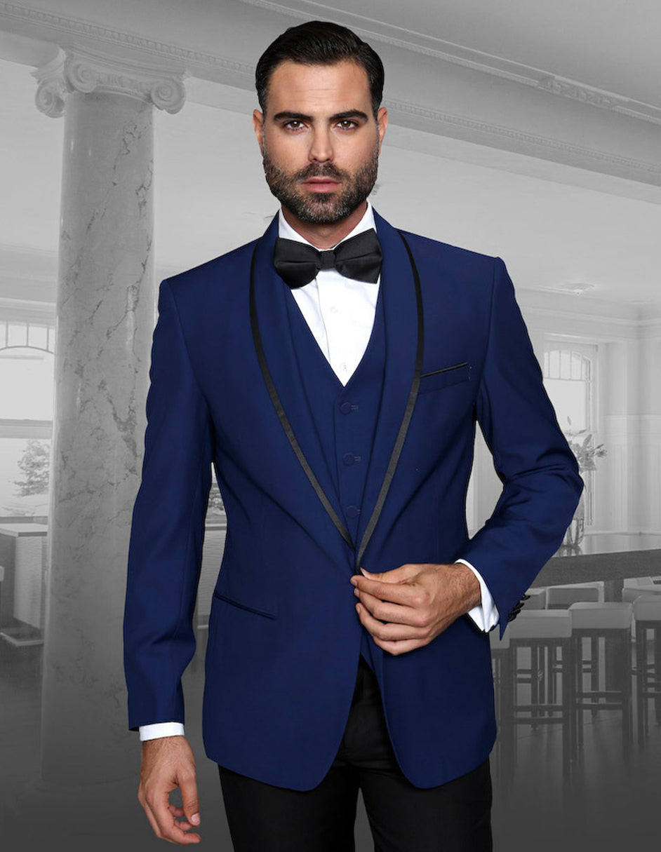 Sapphire Blue Wool Tuxedo with Shawl Lapel