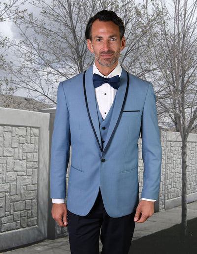 Vested Wool Tuxedo Shawl Lapel Satin Trim