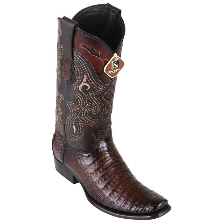 King Exotic Caiman Belly Dubai Toe Boots Faded Brown