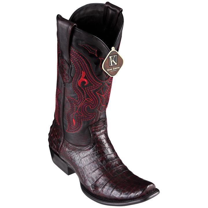 King Exotic Caiman Belly Dubai Toe Boots Black Cherry