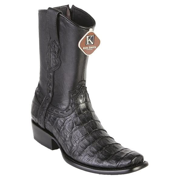 King Exotic Fuscus Caiman Belly Boots Black Zip