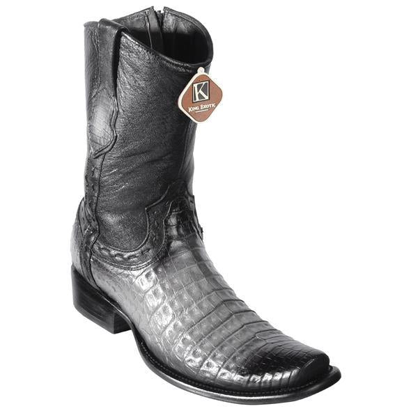 Fuscus Caiman Belly Boots With Zipper Gray