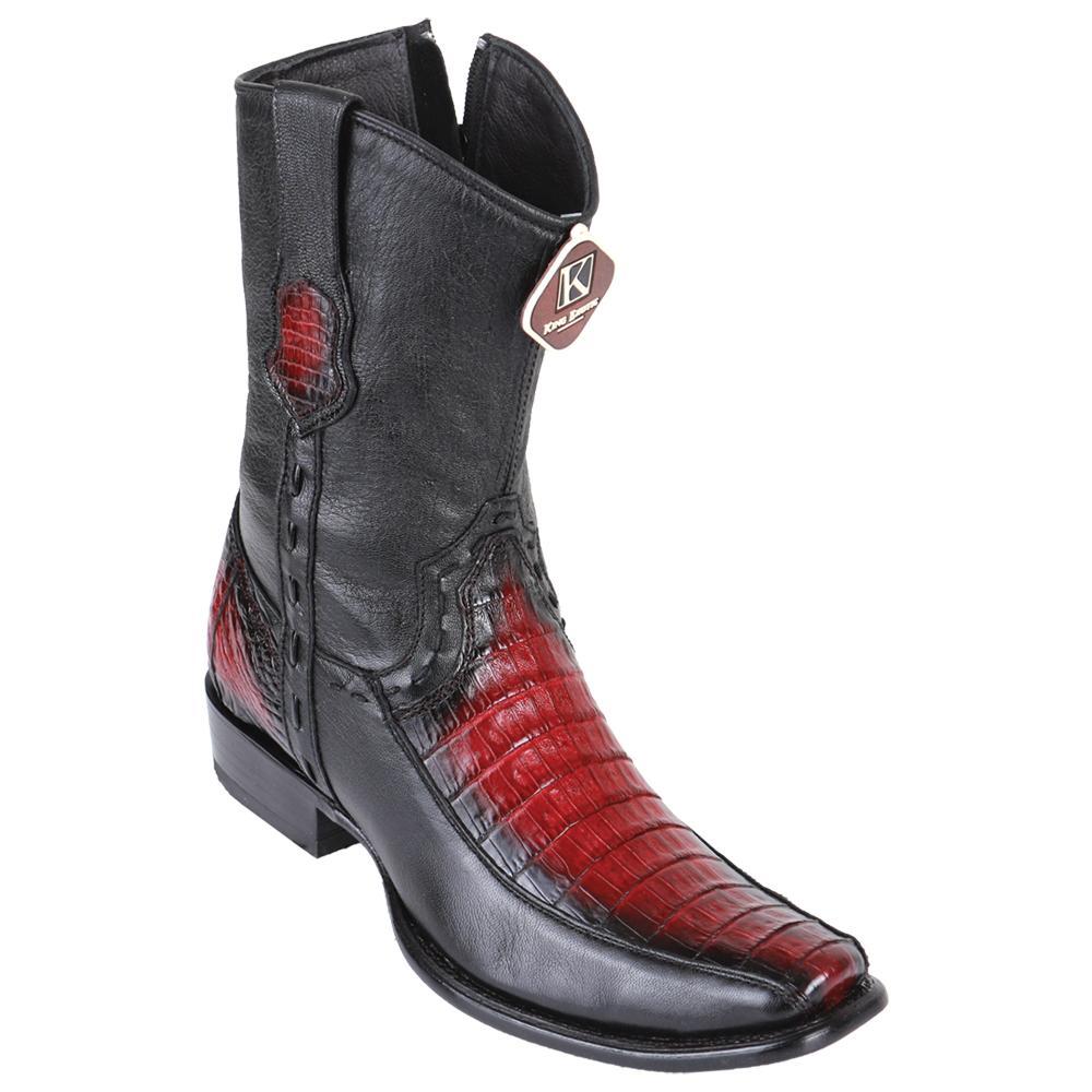 King Exotic Caiman Belly Burgundy Boots Dubai Toe