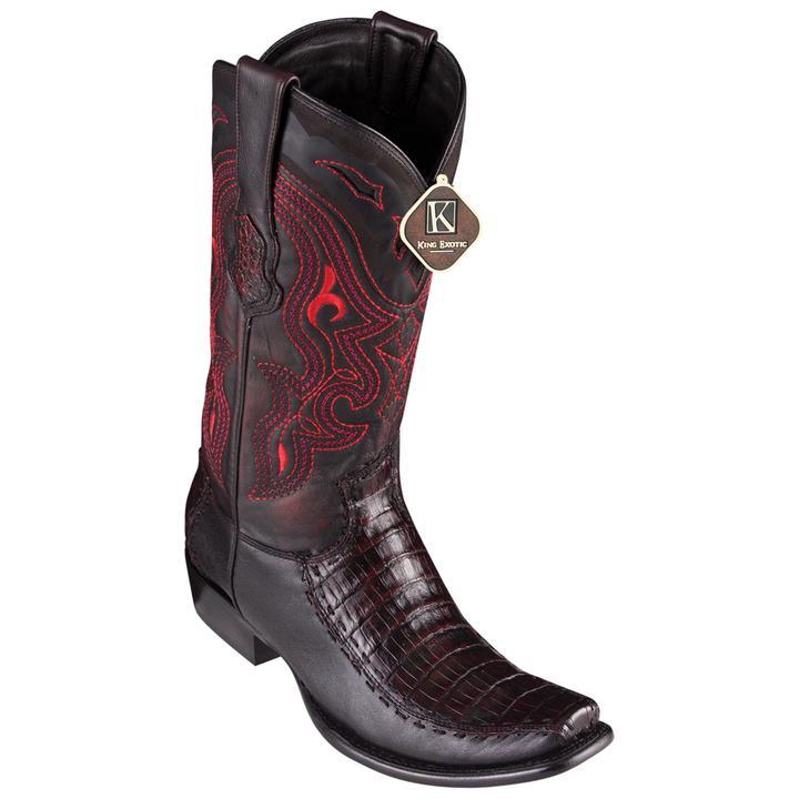King Exotic Caiman Belly Dubai Toe Boots Black Cherry