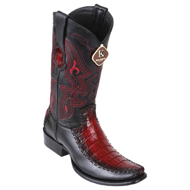 King Exotic Caiman Belly Dubai Toe Boots - Faded Burgundy