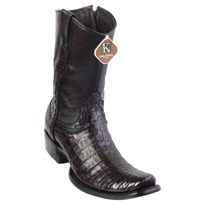 King Exotic Caiman Belly Boots Dubai Toe Black Cherry