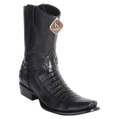 King Exotic Caiman Belly Dubai Toe Handmade Boots Black