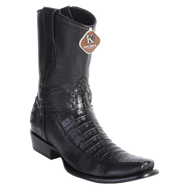 King Exotic Caiman Belly Dubai Toe Handmade Boots Black