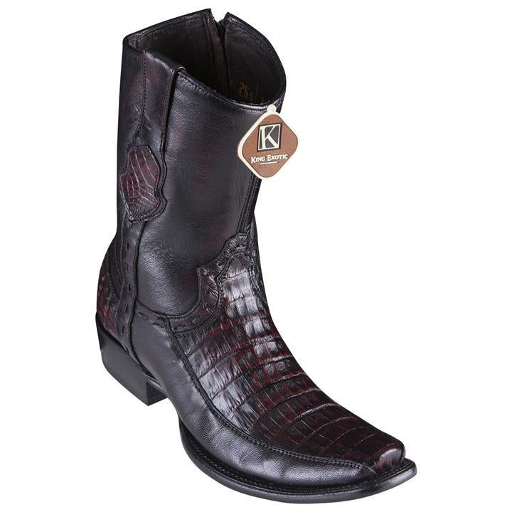 King Exotic Caiman Belly Boots Handmade Black Cherry
