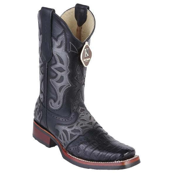 King Exotic Black Caiman Belly Saddle Vamp Boots