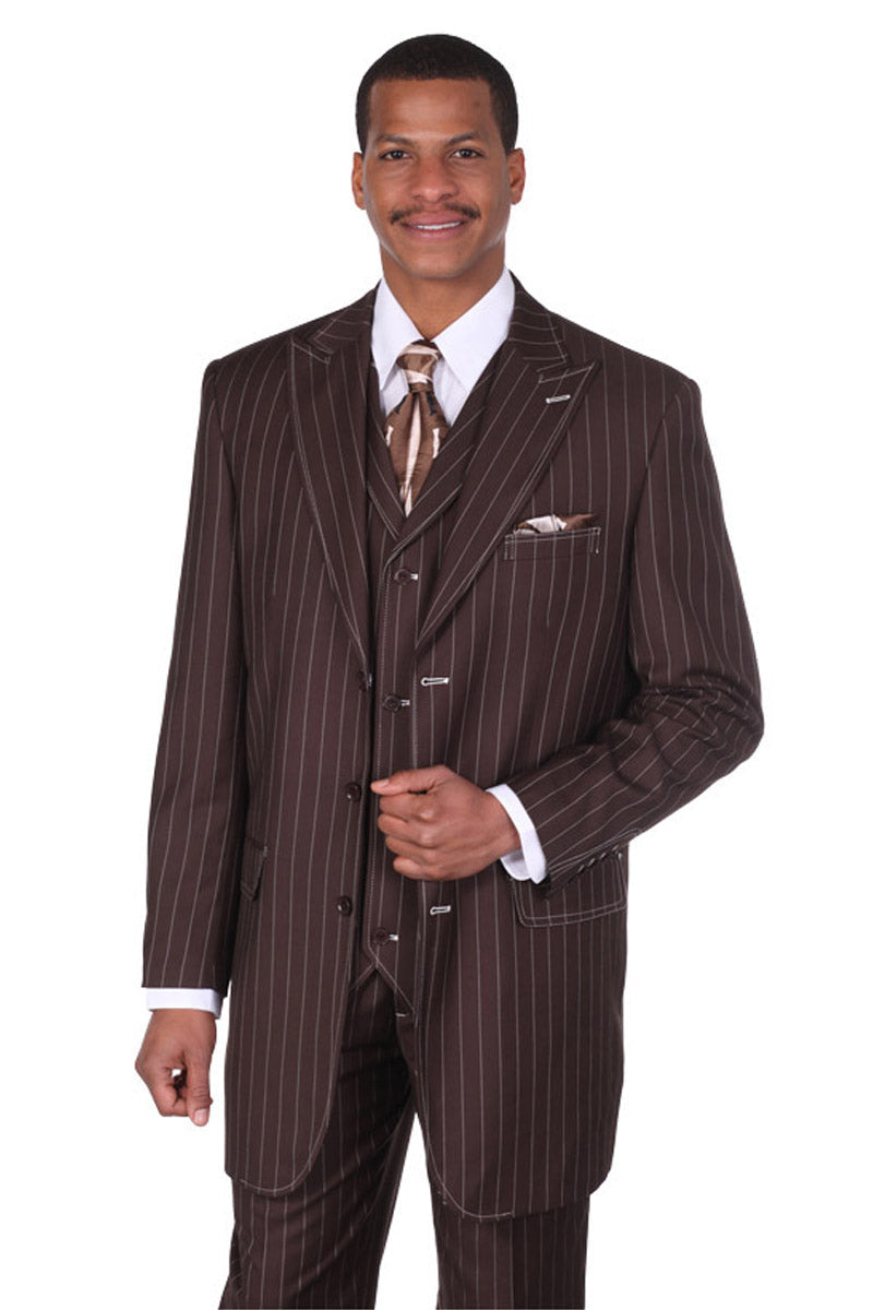 1920s Brown Gangster Pinstripe Suit by Milano Moda