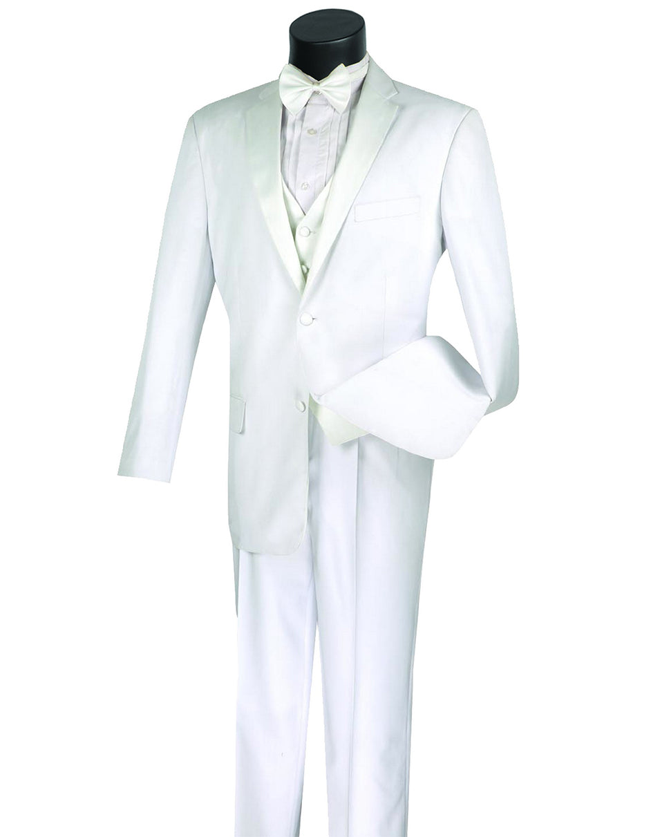 Classic White Men's 3pc Vested Tuxedo