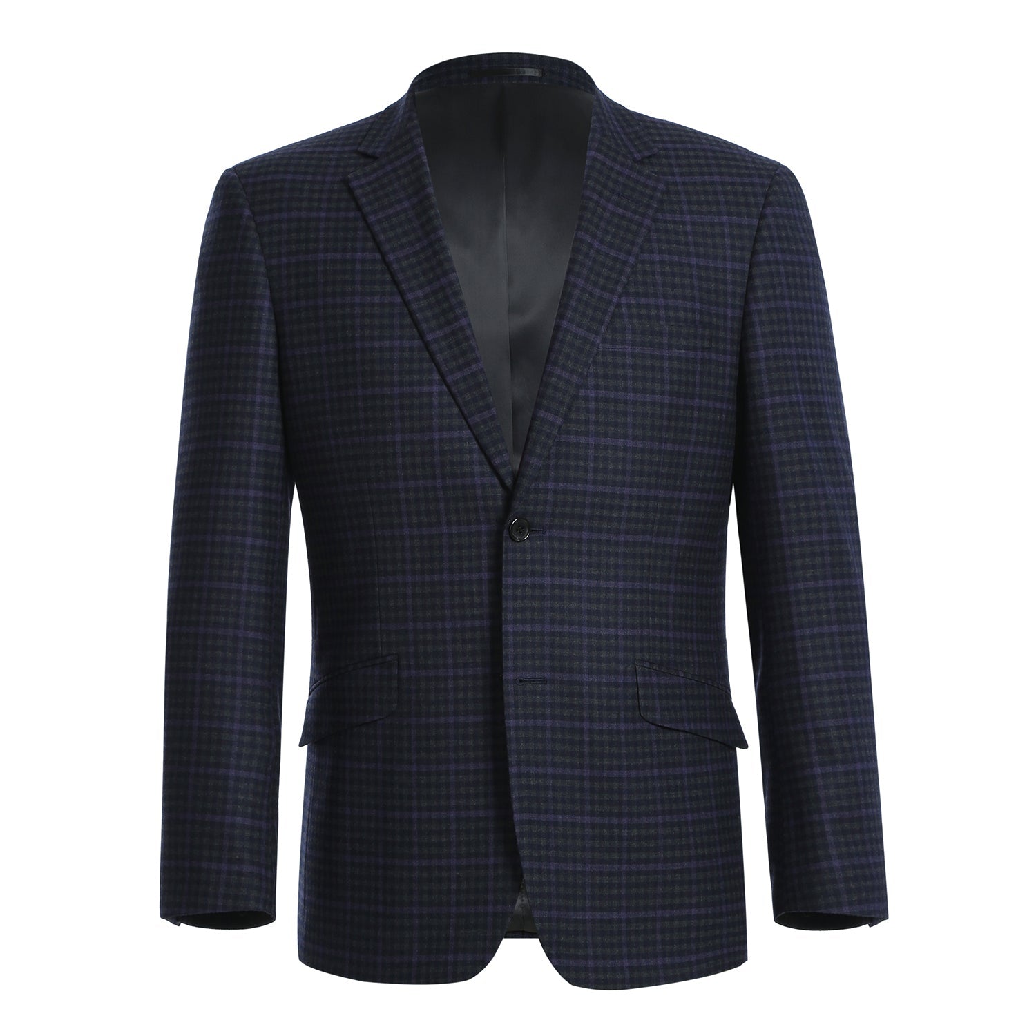 Men's Slim Fit Wool Stretch Checked Suit by Renoir