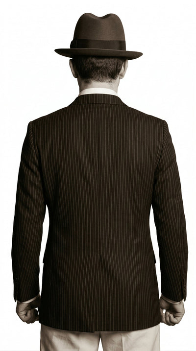 Menβs Black Pinstripe Blazer with White Pants 1920s Gangster Mob Boss Style Suit β Double Breasted Vintage Formal Jacket, Classic Party Costume Wear