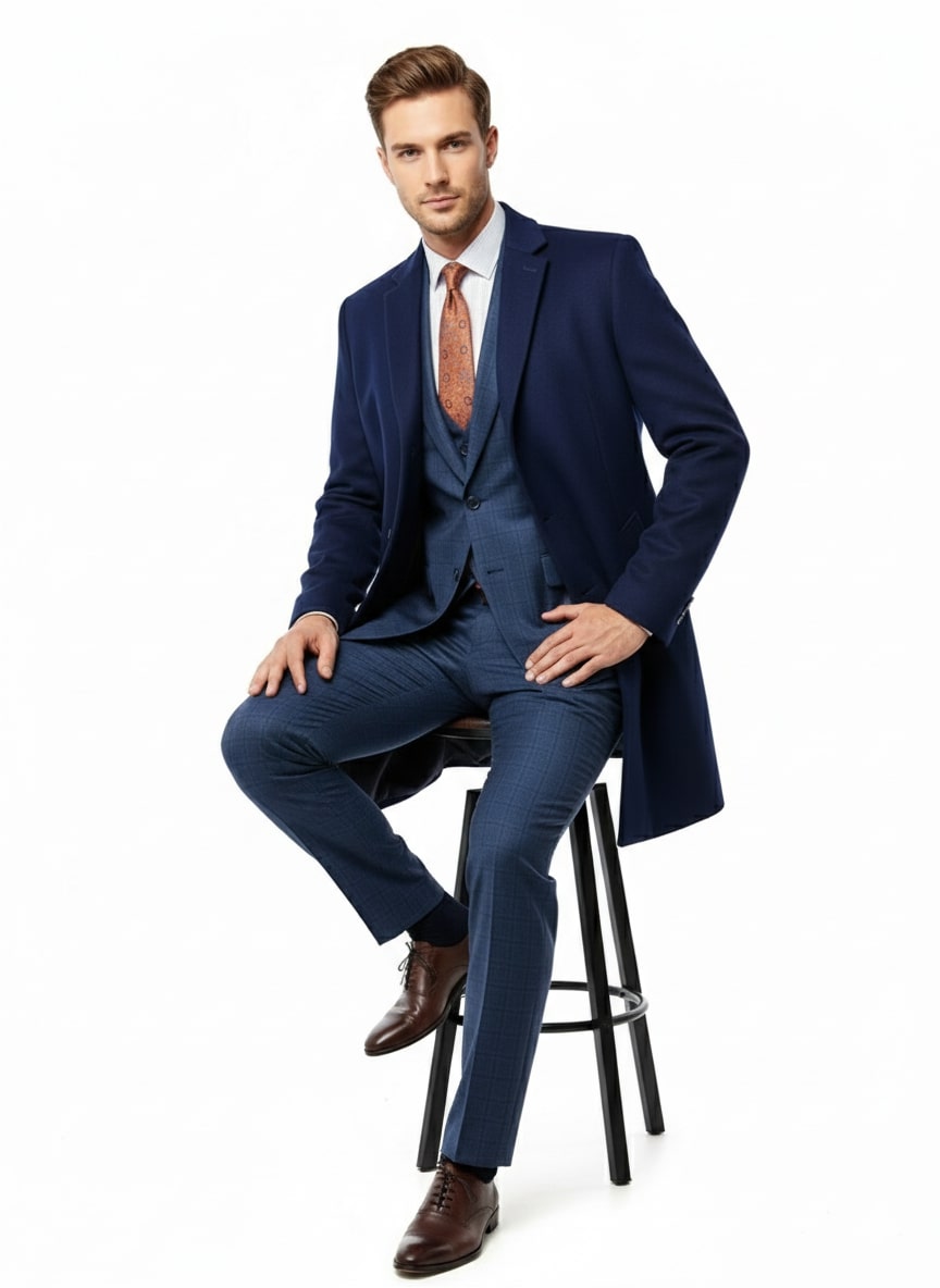 Cobalt Blue Wool Cashmere Car Coat