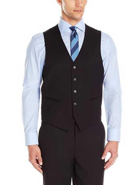 Men's 5 Button Black Micro Tech Dress Tuxedo Wedding Vest ~ Waistcoat ~ Waist coat With Besom Pockets