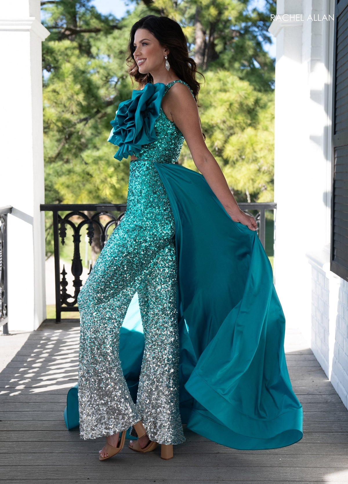 Rachel Allan 50335 Sequin One Shoulder Jumpsuit