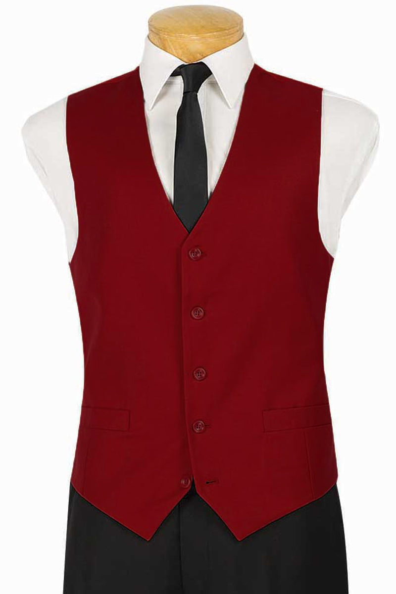 Burgundy 5 Button Men's Suit Vest