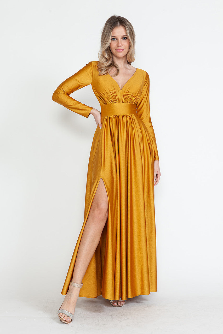 Mother Of The Bride Dress Stretchy Long Sleeve Formal Gown