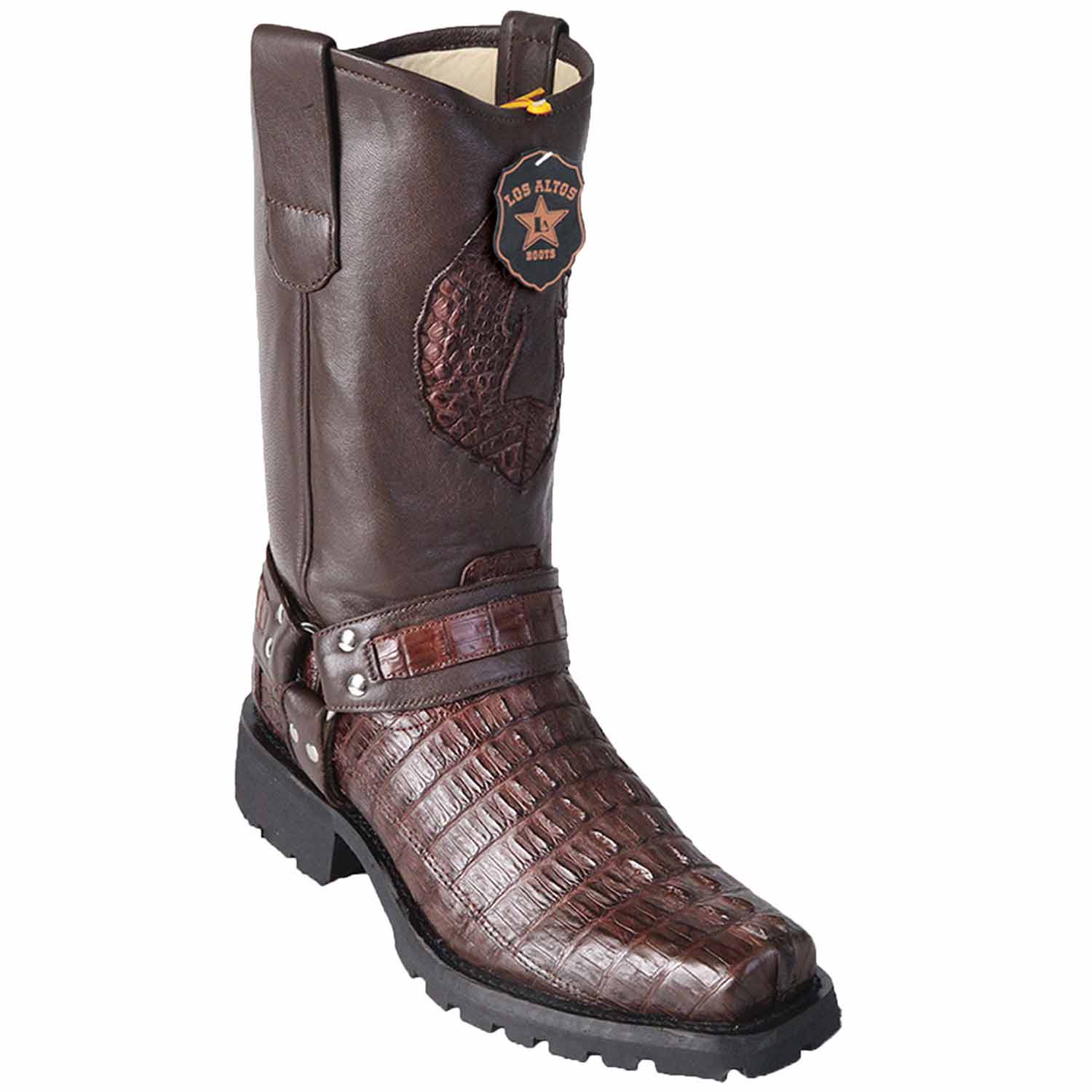 Caiman Tail Skin Biker Boots by Los Altos
