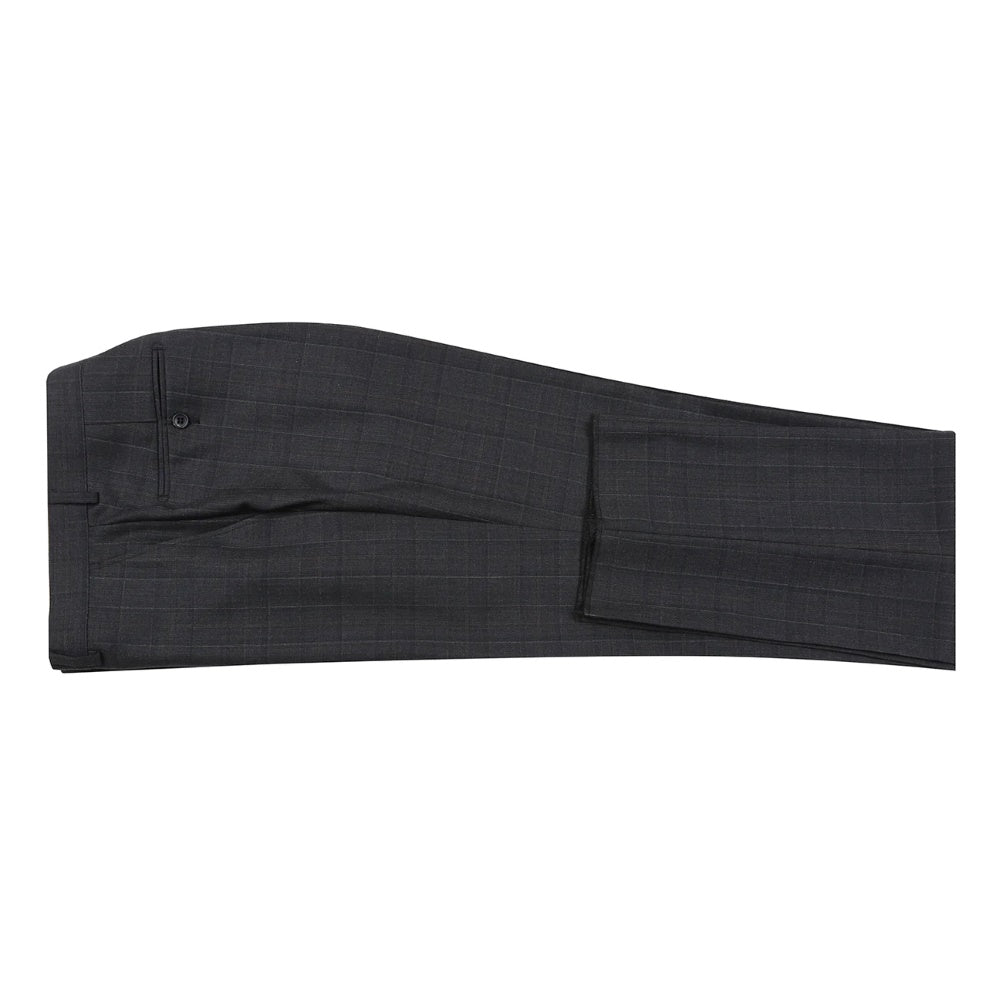 Black Wool Blend Windowpane Suit by Renoir