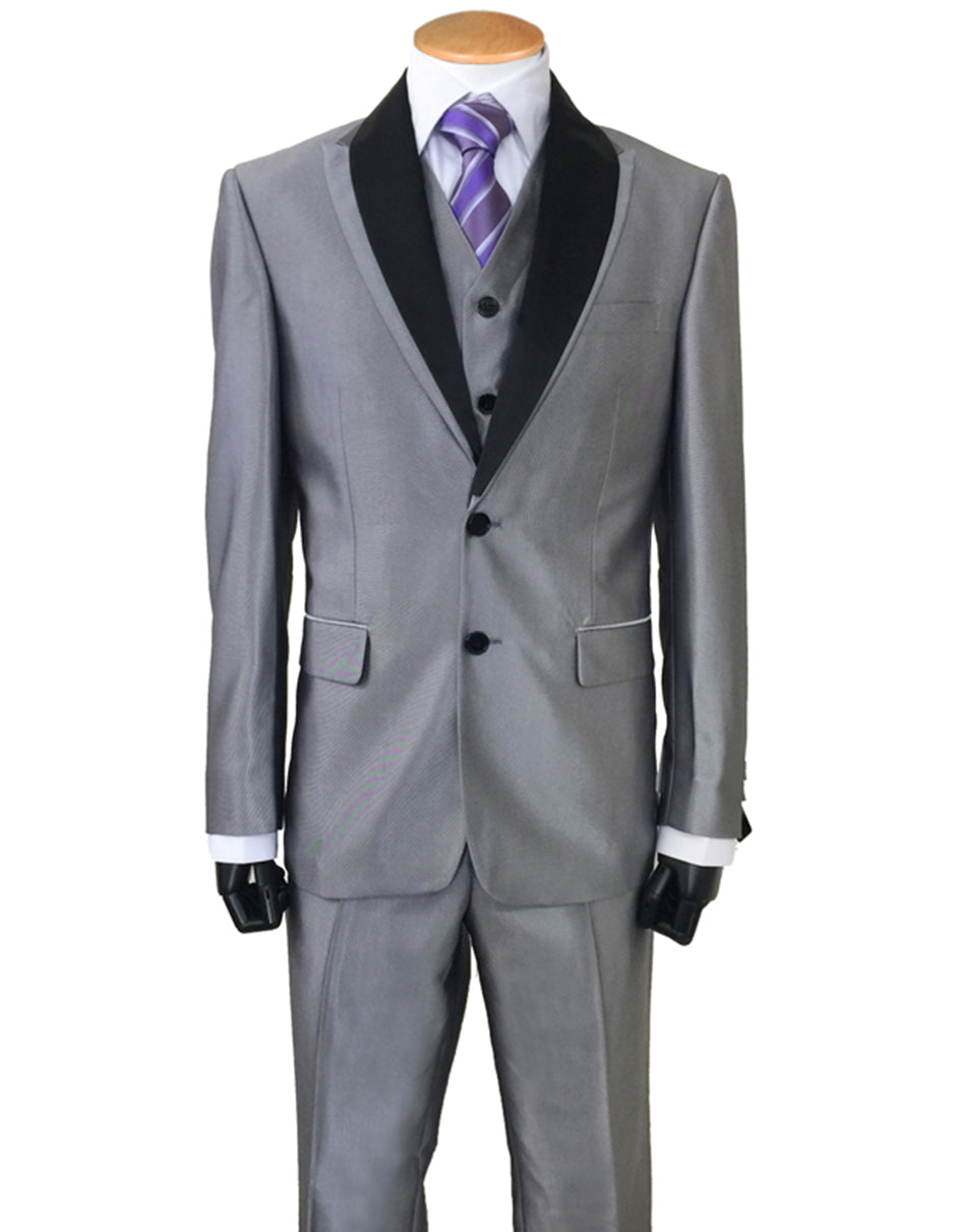 2 Button Sharkskin Tuxedo with Satin Shawl