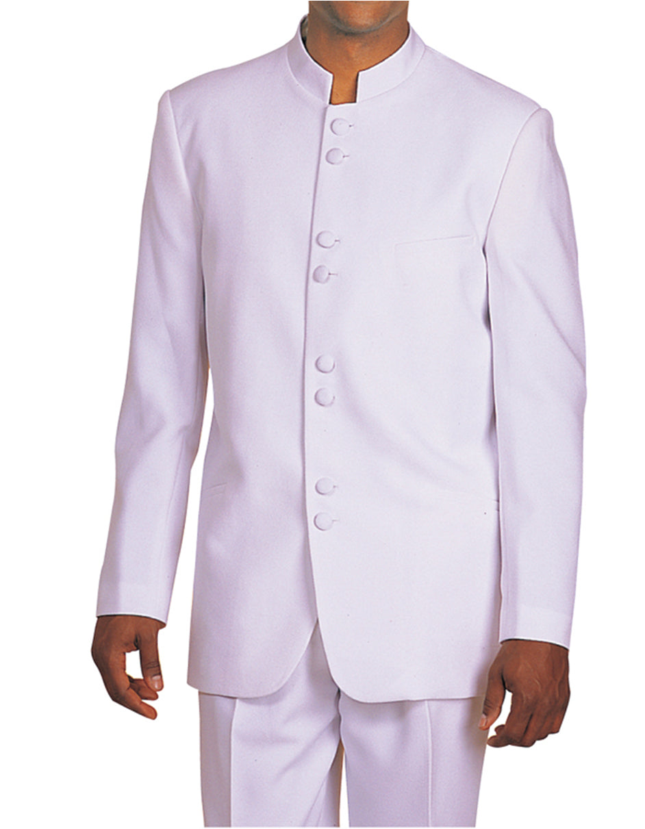 White 8 Button Mandarin Collar Tuxedo