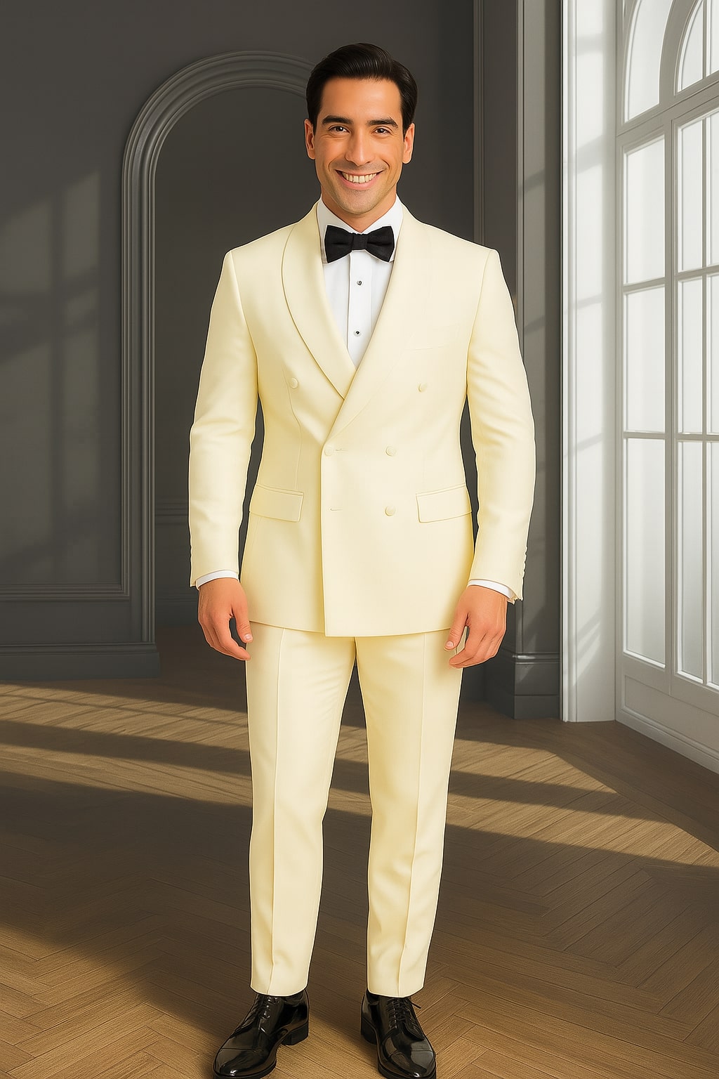 Off-White Double Breasted Shawl Tuxedo Jacket