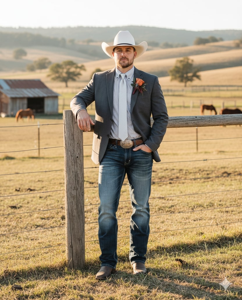 Men’s Western Classic Gray Cowboy Blazer