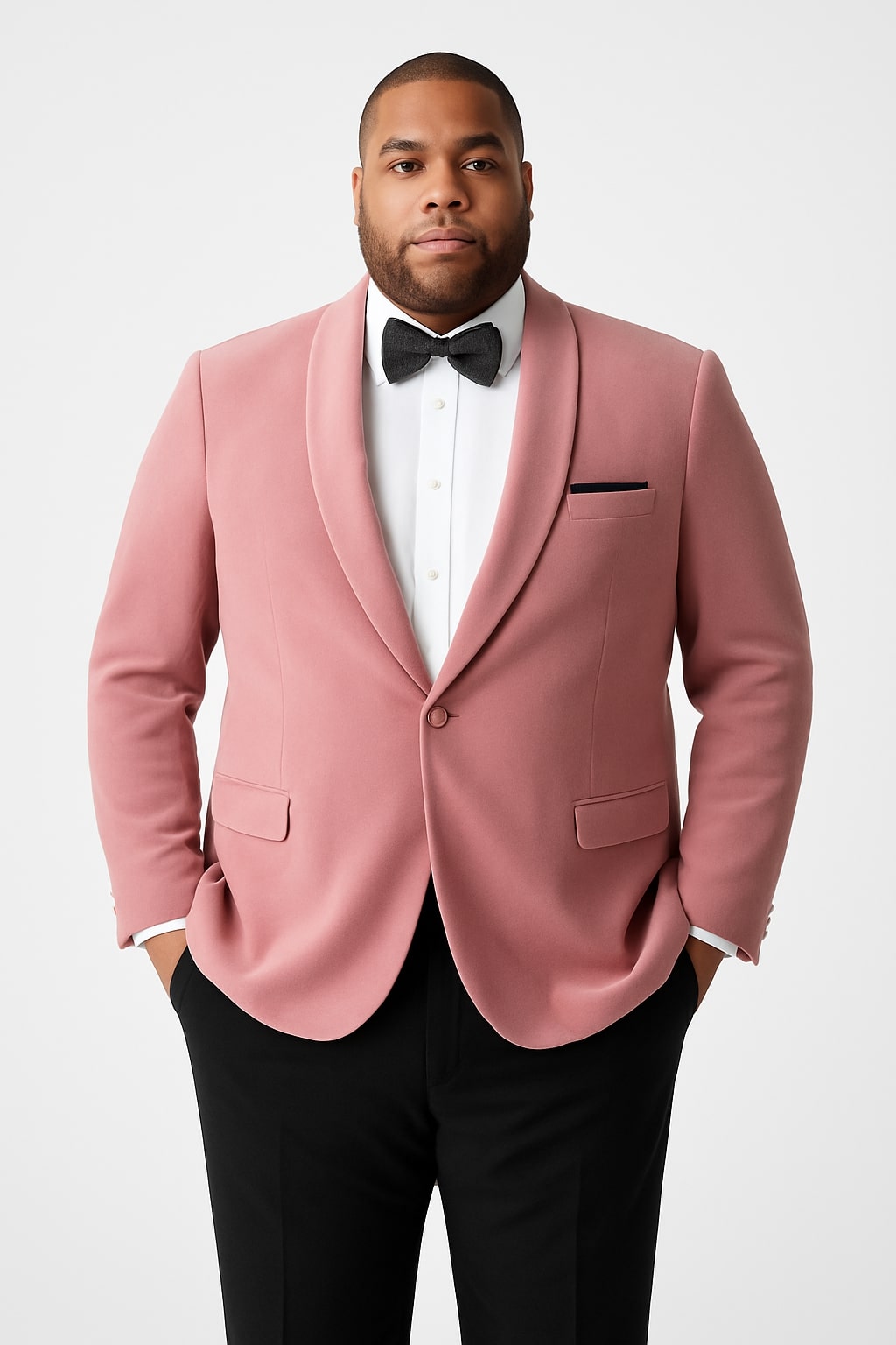Mens Pink Velvet Tuxedo Dinner Jacket with Shawl Lapel – Slim Fit Blazer for Weddings, Prom in Rose Gold Color