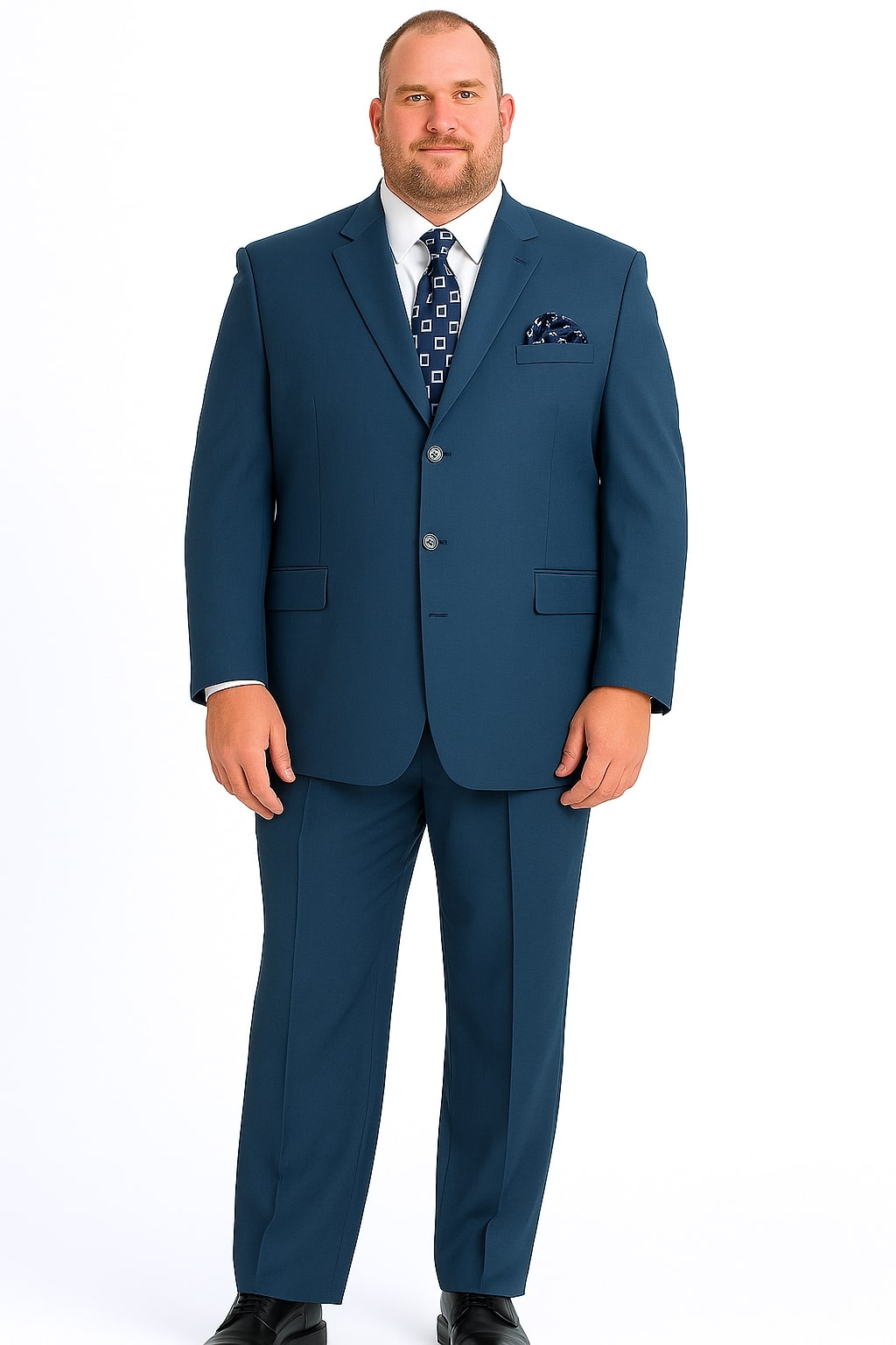 Mens Steel Blue 3-Button Classic Suit – Formal Business Attire with Vest, Tie and Pocket Square