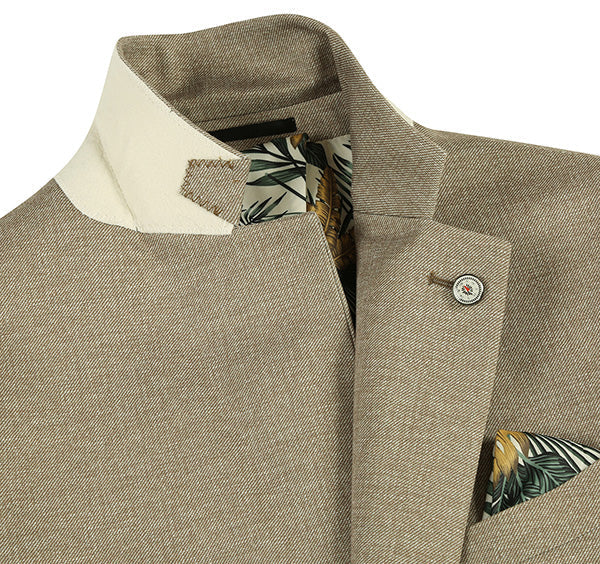 Half Canvas Slim Fit Khaki Blazer