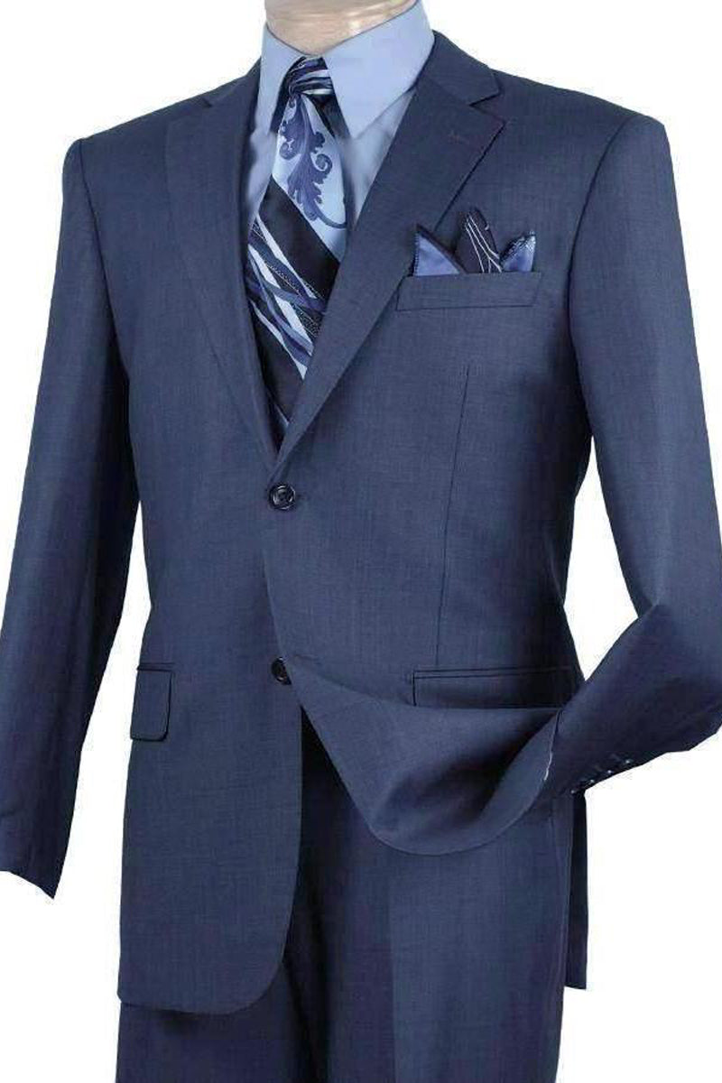 Modern Fit Blue Textured Weave Suit - 2 Button