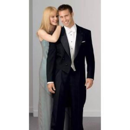 Notch Collar 6 Buttons Pleated Pants Peak Tailcoat Black - Matching Trousers Available - Tuxedo Jacket with the tail suit