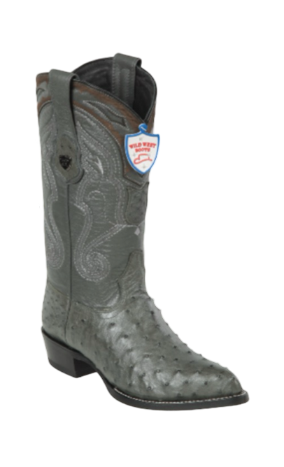 Wild West Botas de Avestruz Horma Puntal Gris