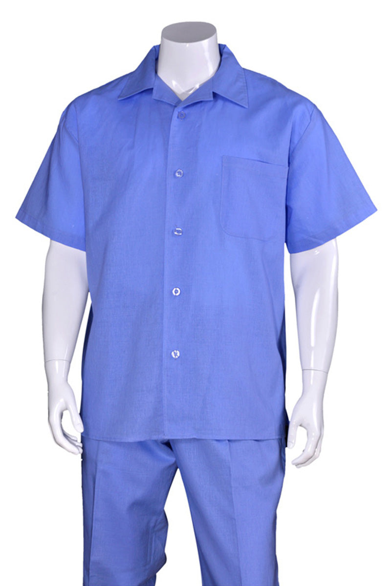 Mens Linen Short Sleeve Leisure Walking Suit