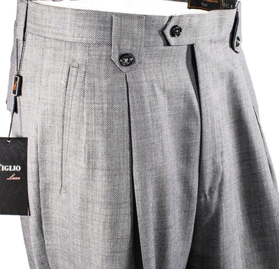 Light Gray Birdseye Wide Leg Wool Dress Pants