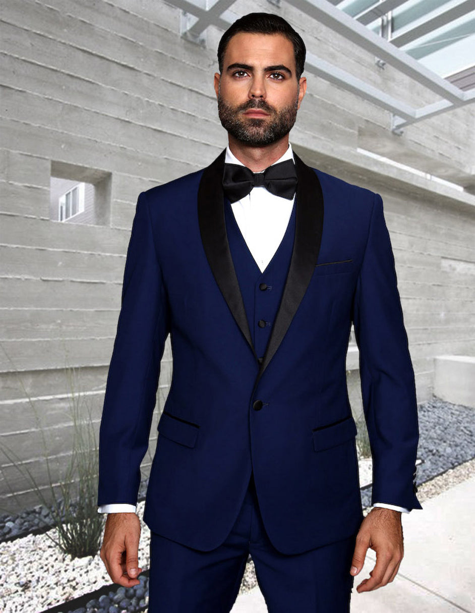 Sapphire Blue Modern Fit Wool Shawl Tuxedo