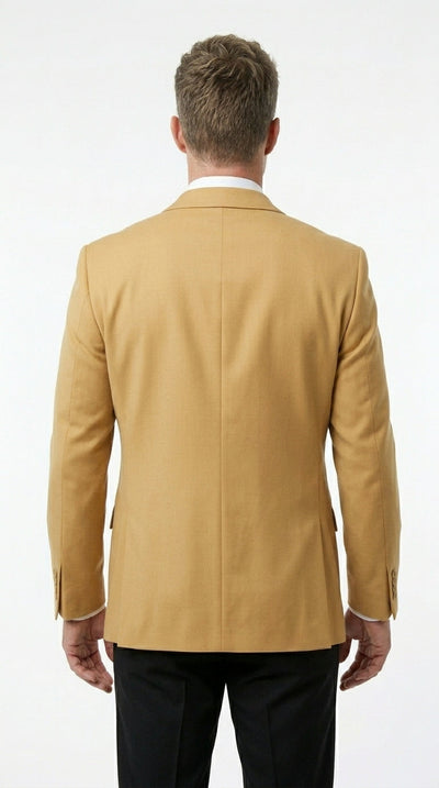 Menβs Camel Blazer, Classic Two Button Business Casual Wedding Summer Sport Coat Jacket in Khaki Bronze Color Modern Fit