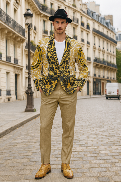Black and Gold Baroque Outfit Set for Men