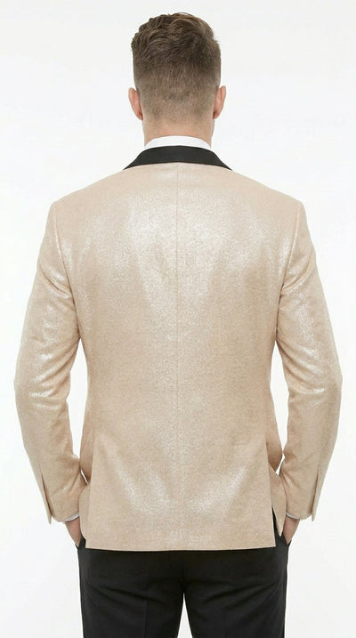 Menβs Gold Blazer with Black Lapel β Elegant Gold Formal Blazer Jacket for Wedding, Prom, Tuxedo in champagne Color
