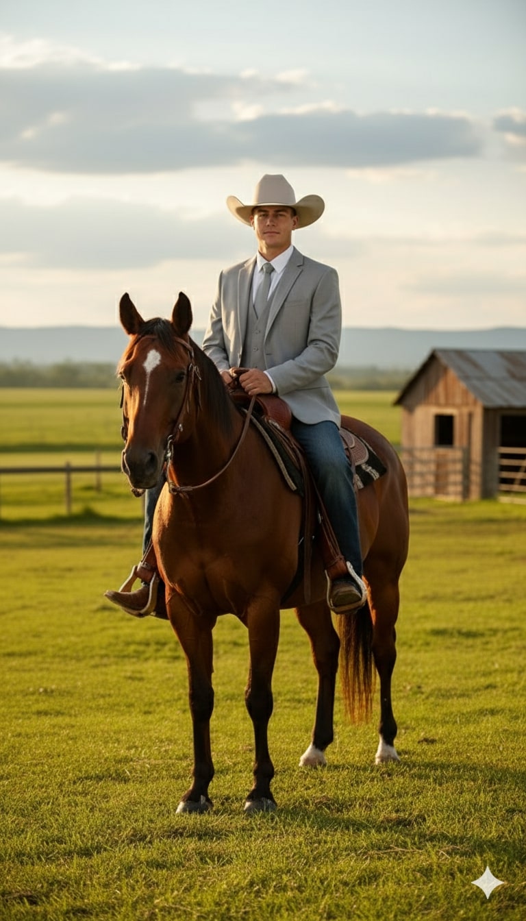 Mens Western Wedding Blazer – Light Gray Cowboy Suit Jacket for Rustic and Country Weddings