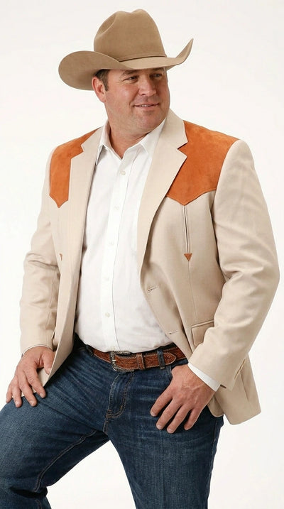 Menβs Tan Beige and Rust Western Cowboy Blazer β Classic Country Style Jacket, Vintage Western Dress Blazer for Men Country Jacket