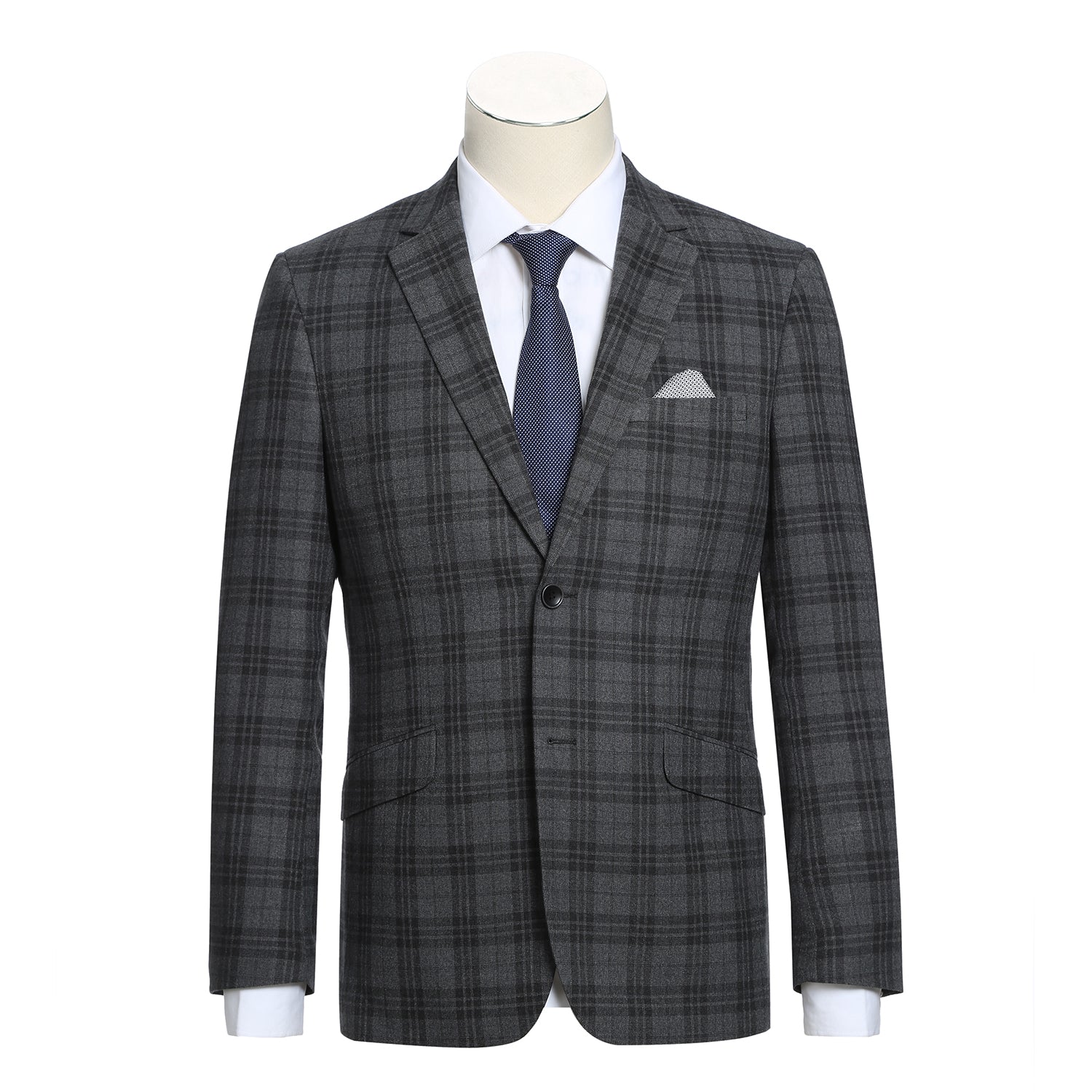 294-15 Men's Slim Fit Checked Suit by Renoir