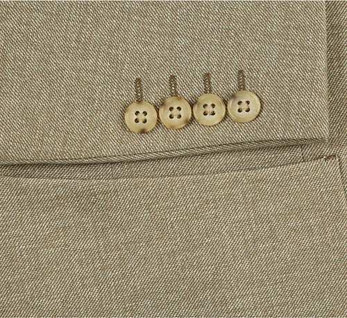 Half Canvas Slim Fit Khaki Blazer