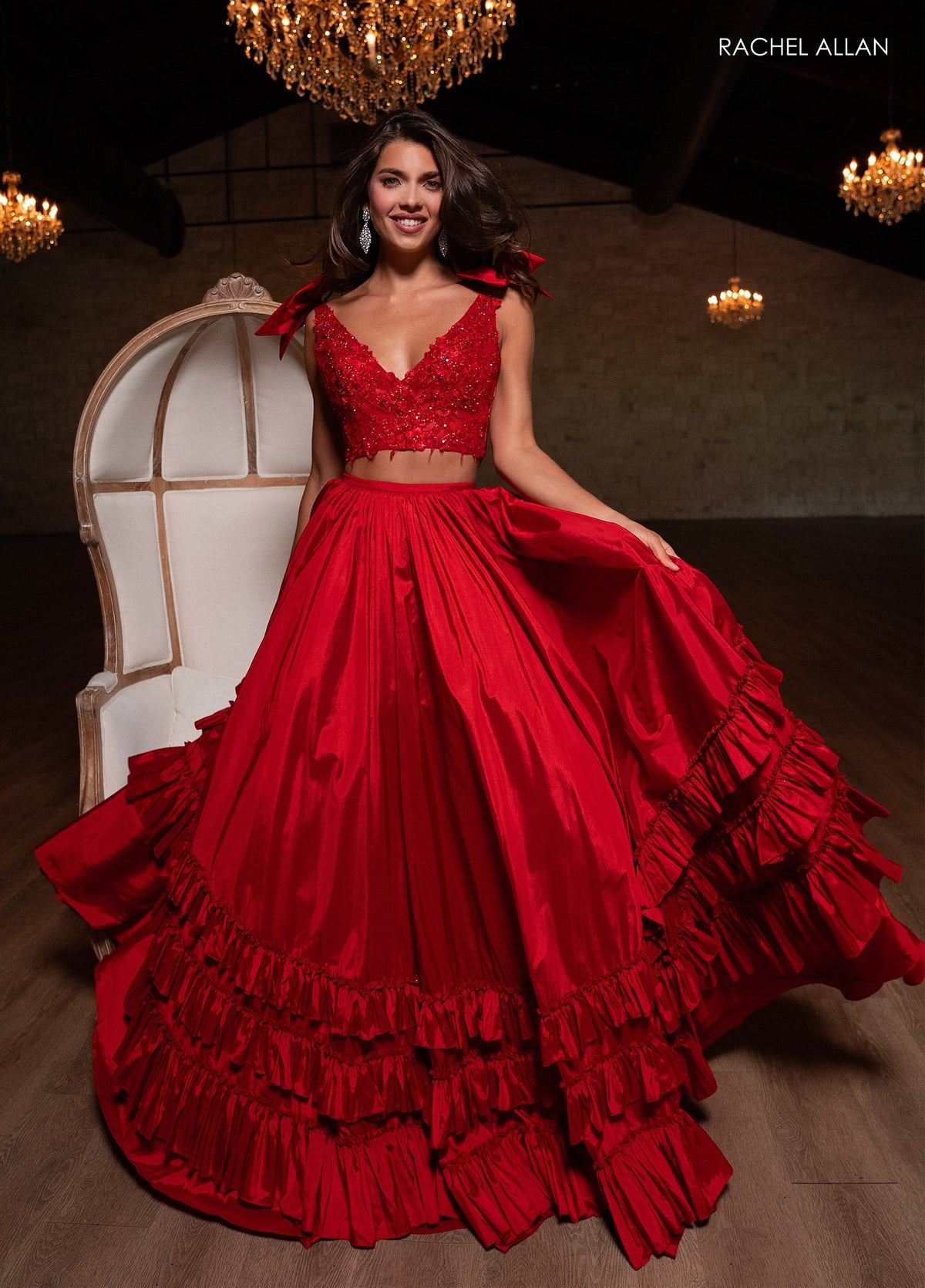 Rachel Allan 70718 Taffeta Sleeveless 2-Piece Gown